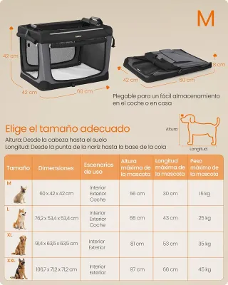 Transportín perros plegable Feandrea Oxford PDC016B01 acero