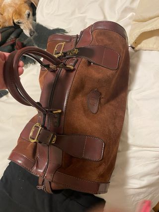 Bolso de viaje vintage de cuero y ante