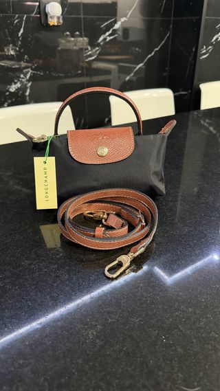 Longchamp XS Preta/Castanha