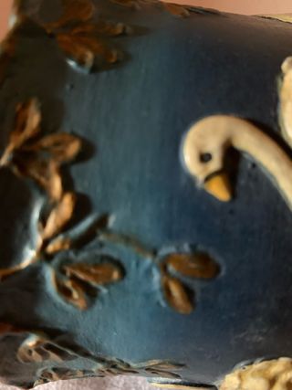 Piccolo vaso ceramica decorato cigno