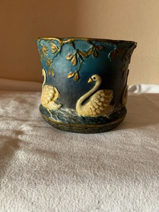 Piccolo vaso ceramica decorato cigno