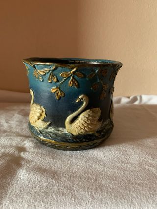 Piccolo vaso ceramica decorato cigno