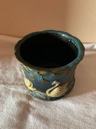 Piccolo vaso ceramica decorato cigno