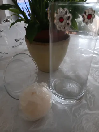 Vaso decorativo cristallo fiori rossi