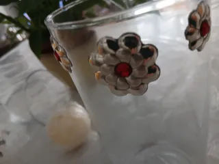 Vaso decorativo cristallo fiori rossi