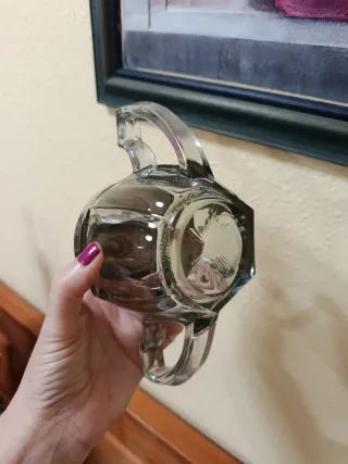 Azucarero Antiguo de Cristal y Metal