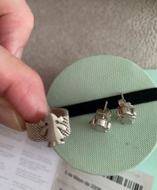 Conjunto pendientes/anillo plata modelo niña Tous