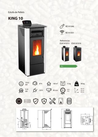 Estufa de Pellets  KING 10Kw BAR1016