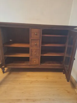 Mueble recibidor madera y cristal