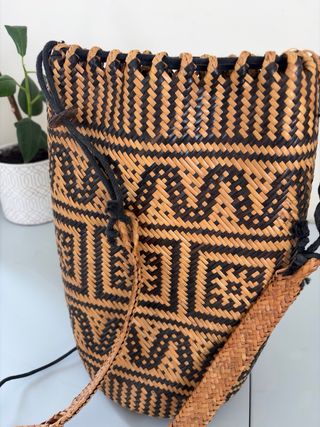 Bolso mochila étnico mimbre