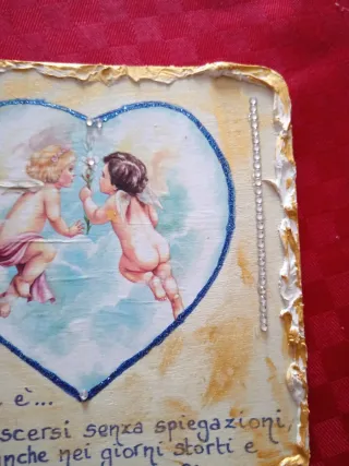 Quadretto artigianale angeli amore