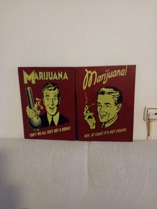2 Láminas Marijuana Vintage