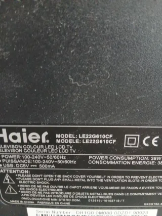 Televisor Haier Negro.