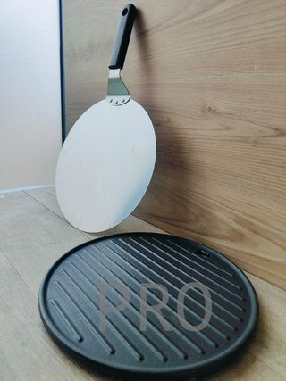 Pala Redonda de Acero Inoxidable y parrilla