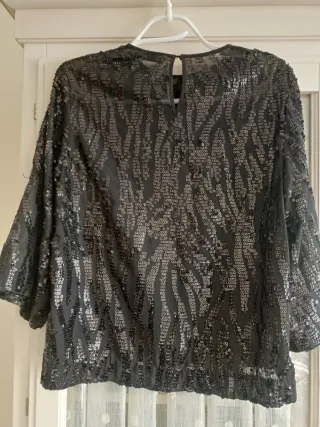 Blusa Zara lentejuelas semitransparente