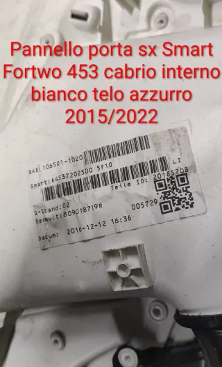 Pannell port int Smart 453 cabr sx bianco tel azzu