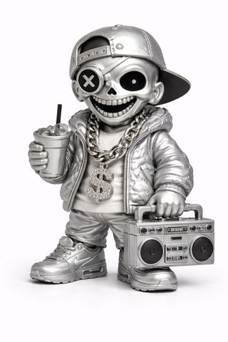 Figura Calavera Hip-Hop Plateada 12cm