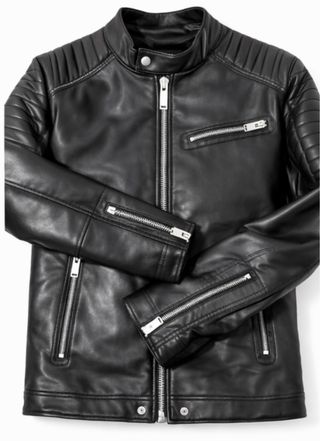 Casaco de couro artificial preto homem L