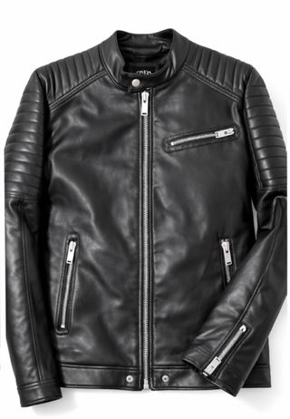 Casaco de couro artificial preto homem L