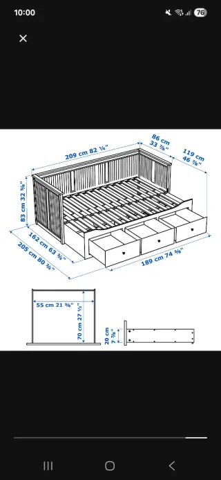 Diván cama nido Hemnes con Colchón Vannarid Ikea