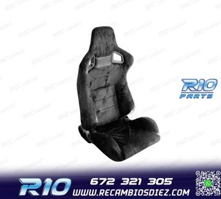 ASIENTO DEPORTIVO SEMI BAQUET ESTILO RS ALCÁNTARA NEGRA