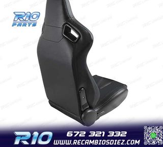 ASIENTO DEPORTIVO SEMI BAQUET ESTILO RS CUERO NEGRO