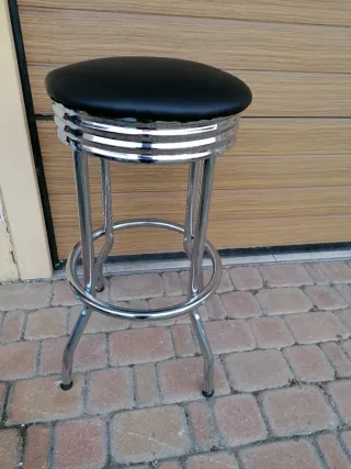 Sgabello bar vintage anni '50 nero/cromato