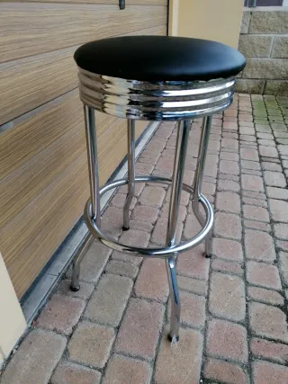 Sgabello bar vintage anni '50 nero/cromato