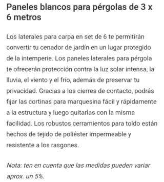 6 Paredes para Carpa 6x3mts