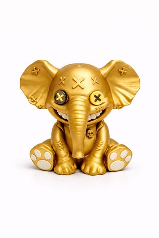 Figura Elefante Dorado Bebé Ojos X 12cm