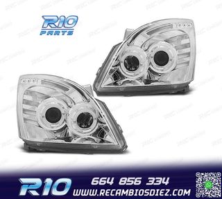 FAROS TOYOTA LAND CRUISER FJ120 03-08 OJOS ANGEL FONDO CROMO