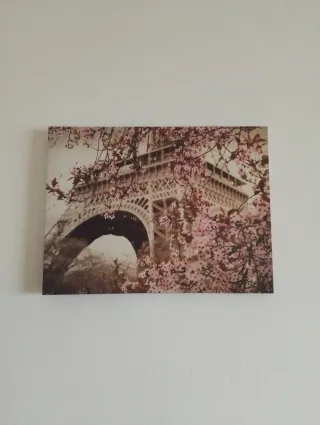 Quadretto Torre Eiffel con Fiori Rosa.