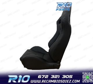 ASIENTO DEPORTIVO SEMI BAQUET ESTILO RS CUERO NEGRO SEMI PIE