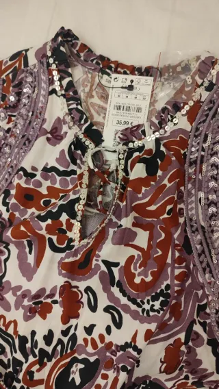 Abito boho stampato viola e bianco