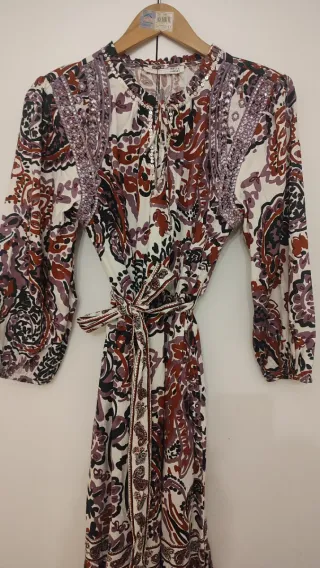 Abito boho stampato viola e bianco