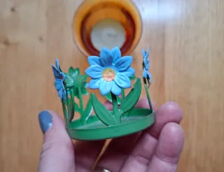 Portavelas de cristal y metal