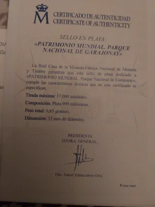 Prueba de artista Sello Plata 999'9