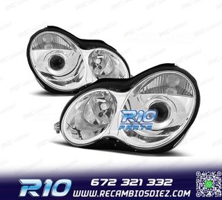 FAROS MERCEDES CLASE C W203 00-04 FONDO CROMO