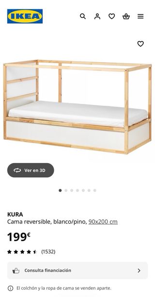 Cama IKEA KURA Reversible + 2 colchones ÅFJÄLL