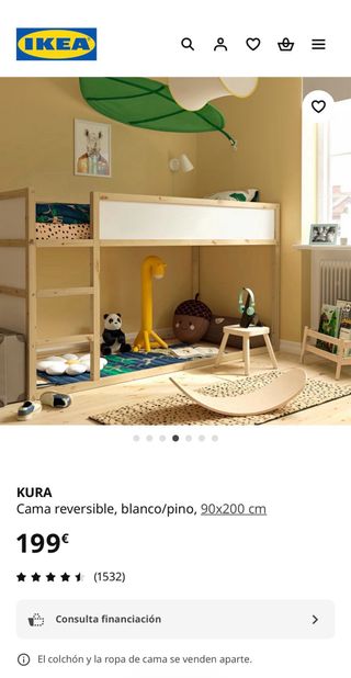 Cama IKEA KURA Reversible + 2 colchones ÅFJÄLL