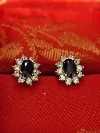 Orecchini fiore zaffiro blu