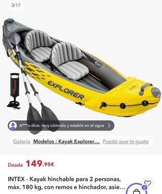 Kayak Hinchable INTEX Explorer 2 personas