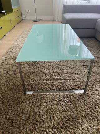 Mesa salón de centro cristal y metal. 120x60 cm.