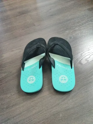 Chanclas Polinesia Hombre Negro y Turquesa