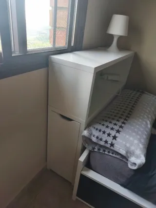 Cama y colchón 90cm con cajones, cabecero-zapatero