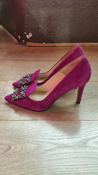 Zapatos tacón Lodi ante morados talla 38