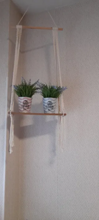 Estantería colgante decorativa madera y algodón