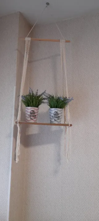 Estantería colgante decorativa madera y algodón