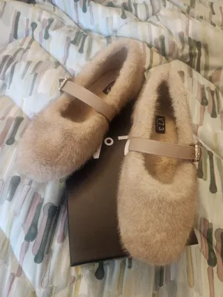 Ballerine pelliccia beige