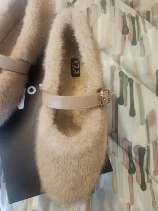 Ballerine pelliccia beige